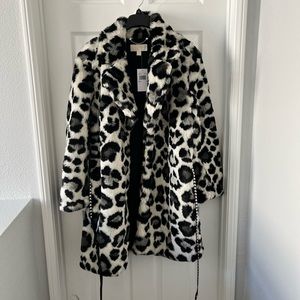 Leopard Faux-Fur Jacquard Coat